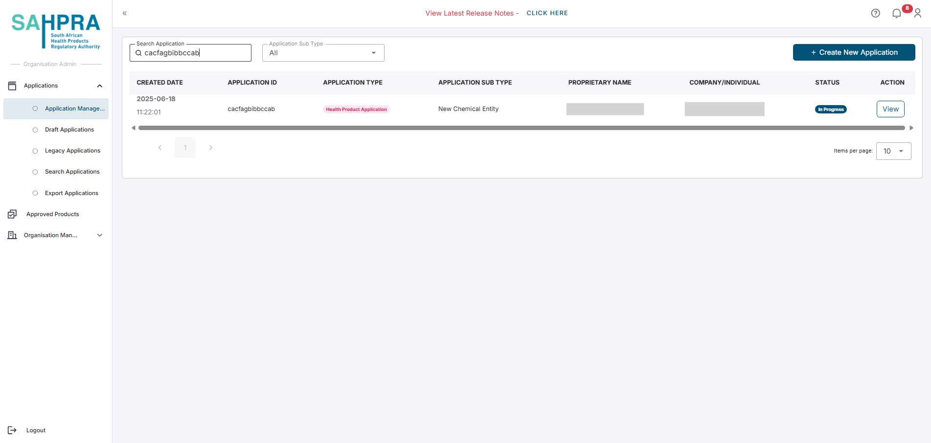 Applications Management Dashboard